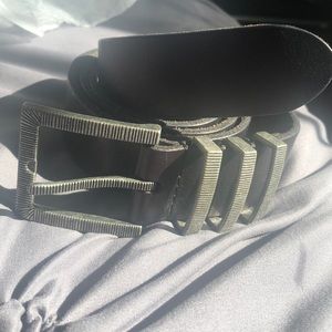 Lucky brand black leather belt with fashion loops